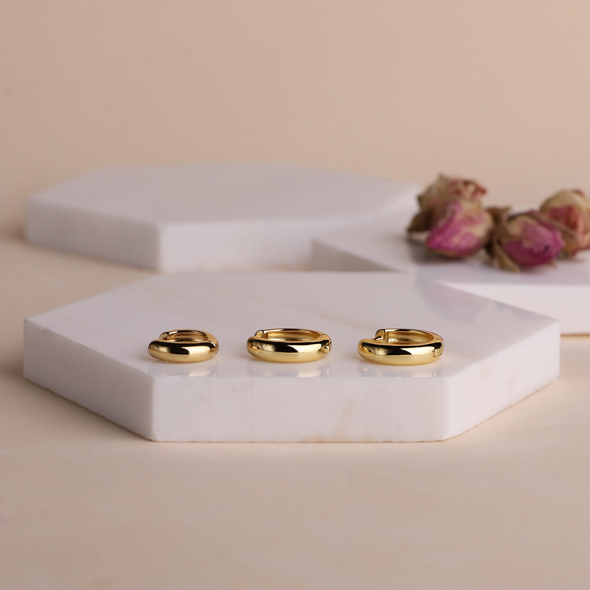 Thick Hoop Earrings, Sterling Silver Chunky Huggie Hoop