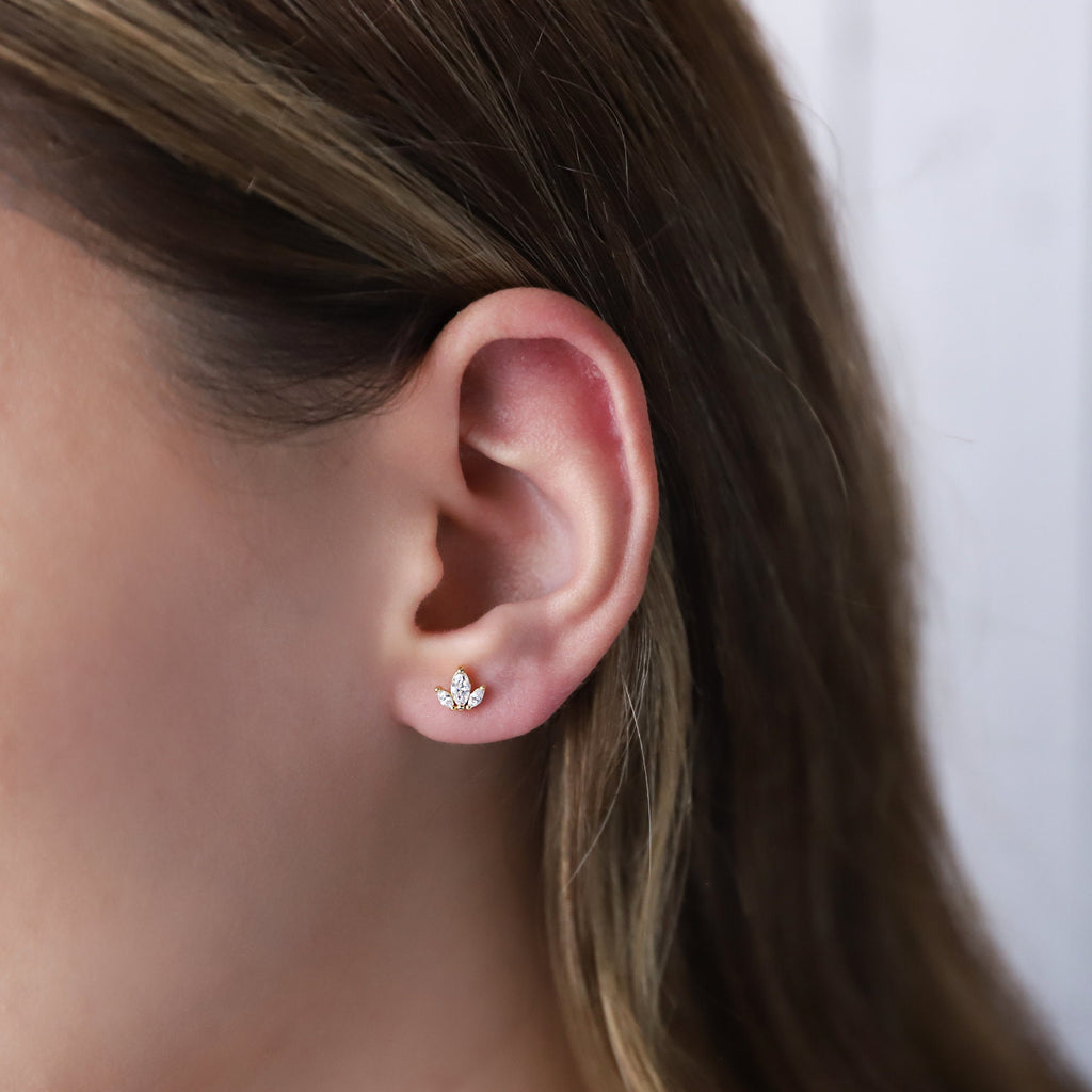 Marquise Fan Cluster Stud Earrings
