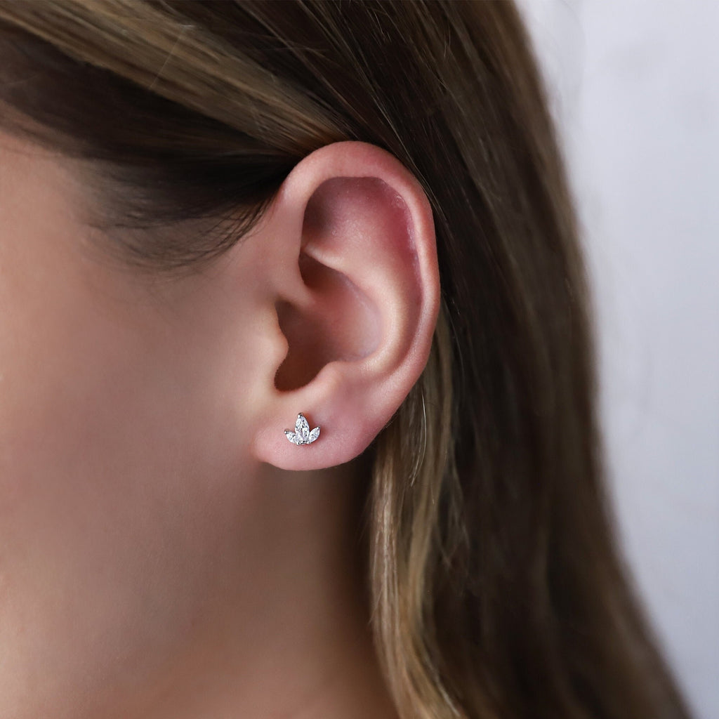 Marquise Fan Cluster Stud Earrings