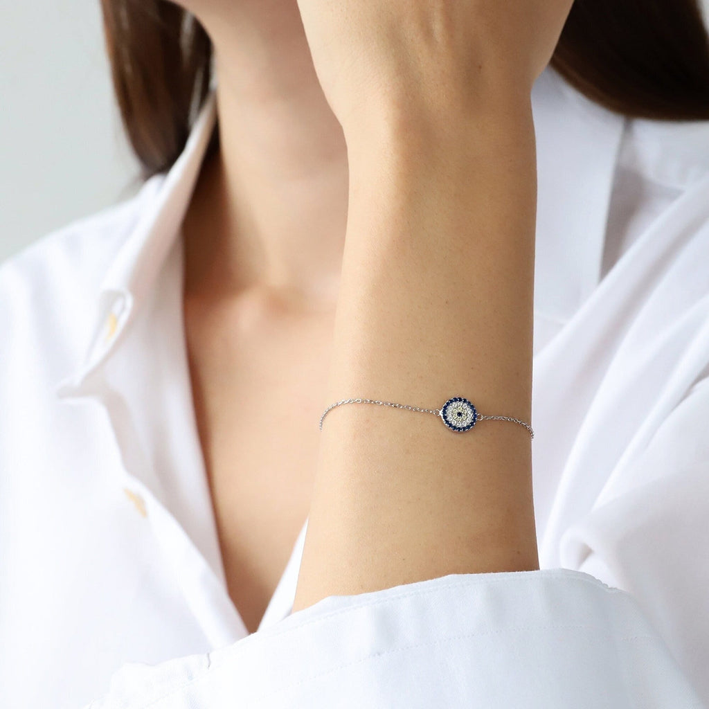 Tiny Sterling Silver Evil Eye Bracelet