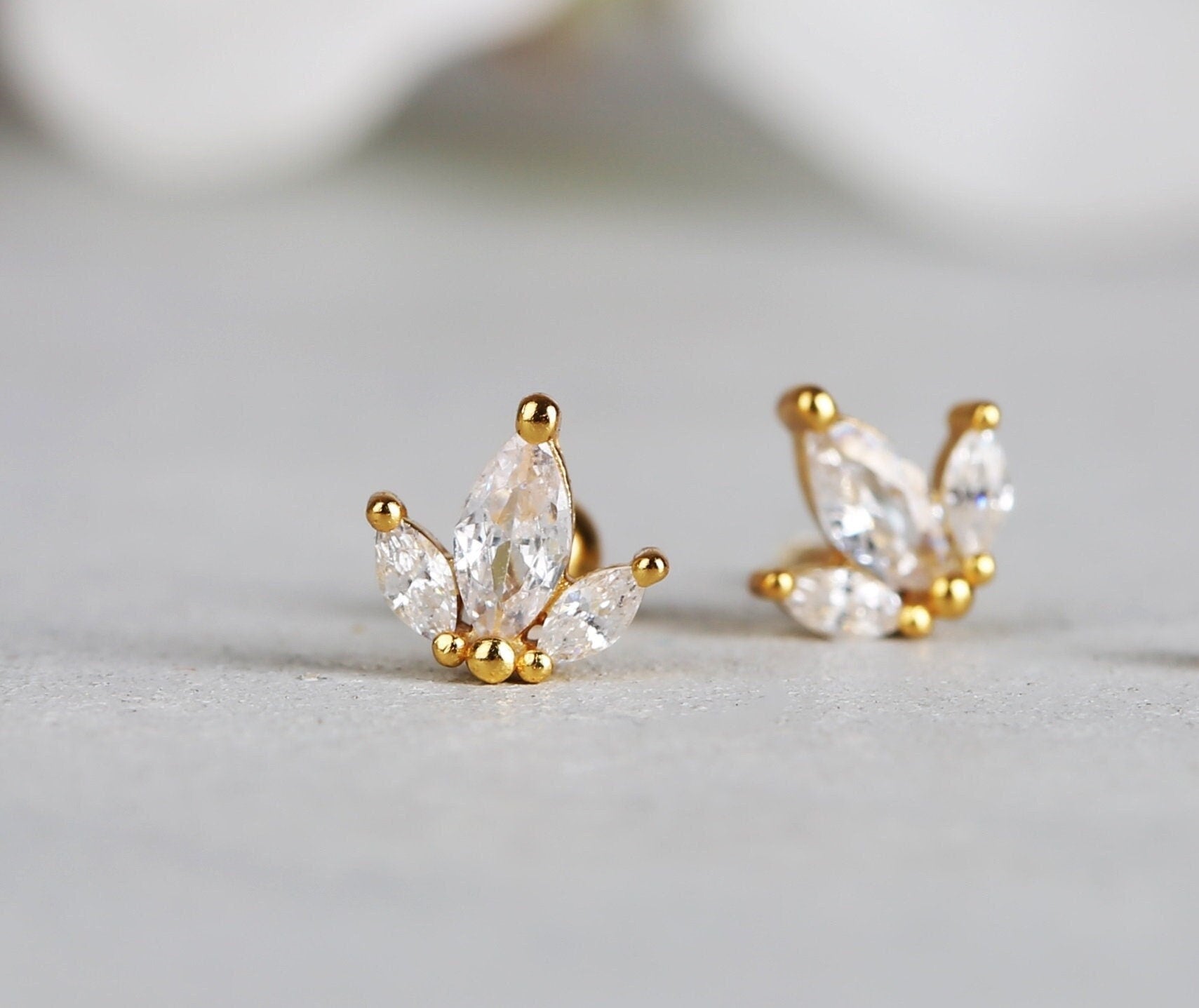 Marquise Fan Cluster Stud Earrings