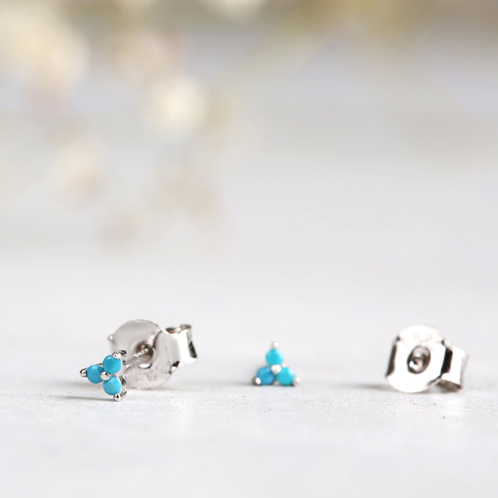 Tiny Turquoise Flower Stud Earrings