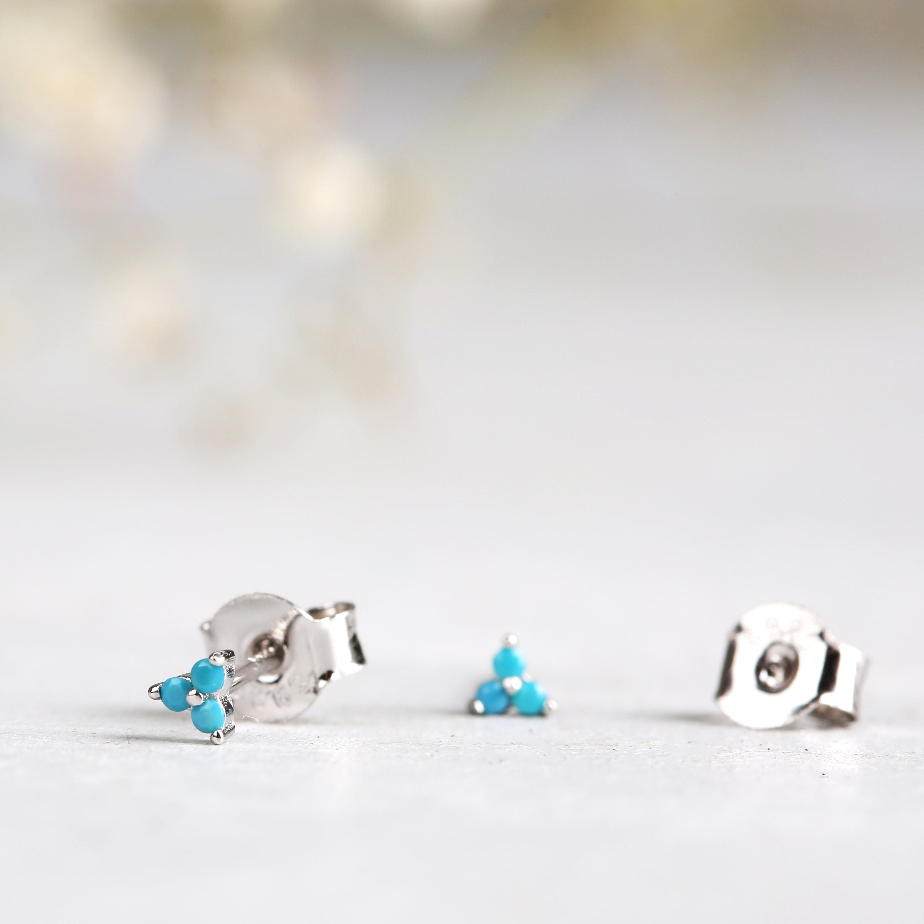 Tiny Turquoise Flower Stud Earrings