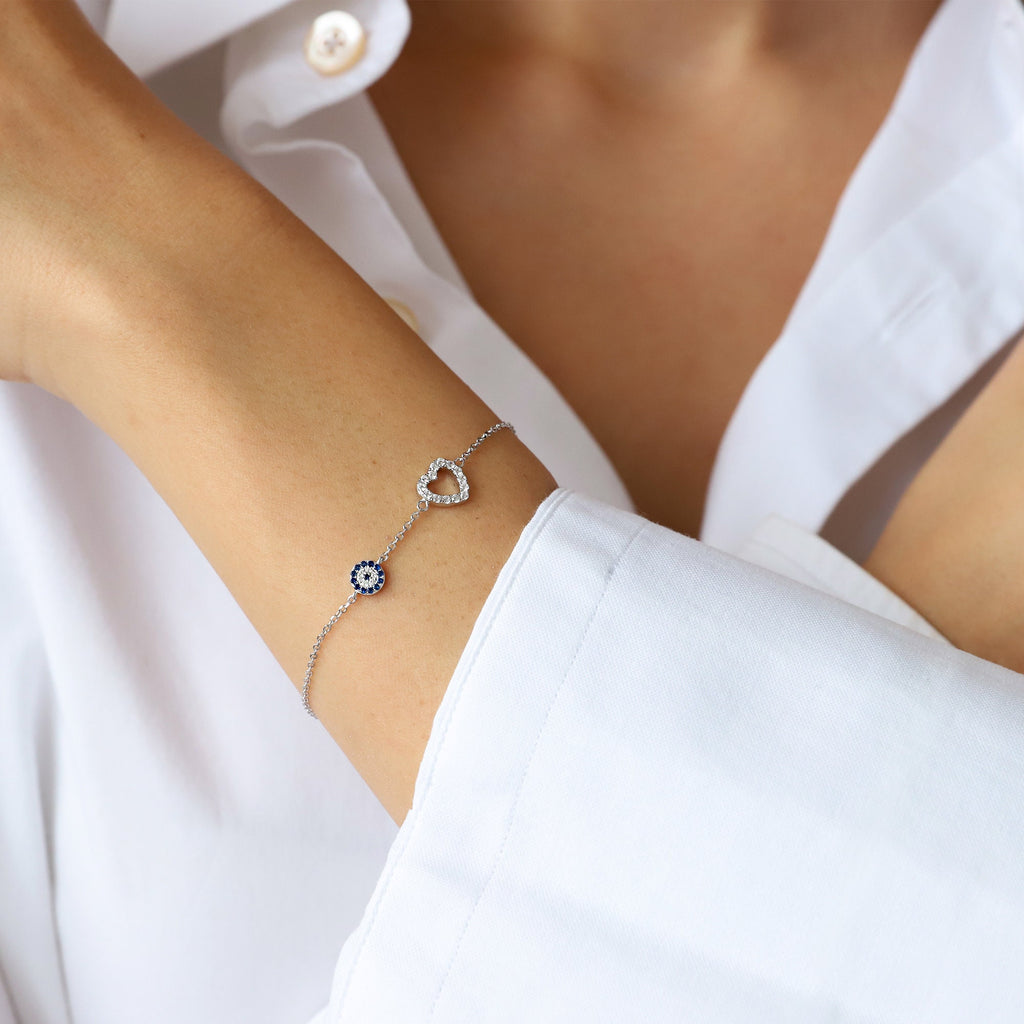 Tiny Sterling Silver Evil Eye Bracelet
