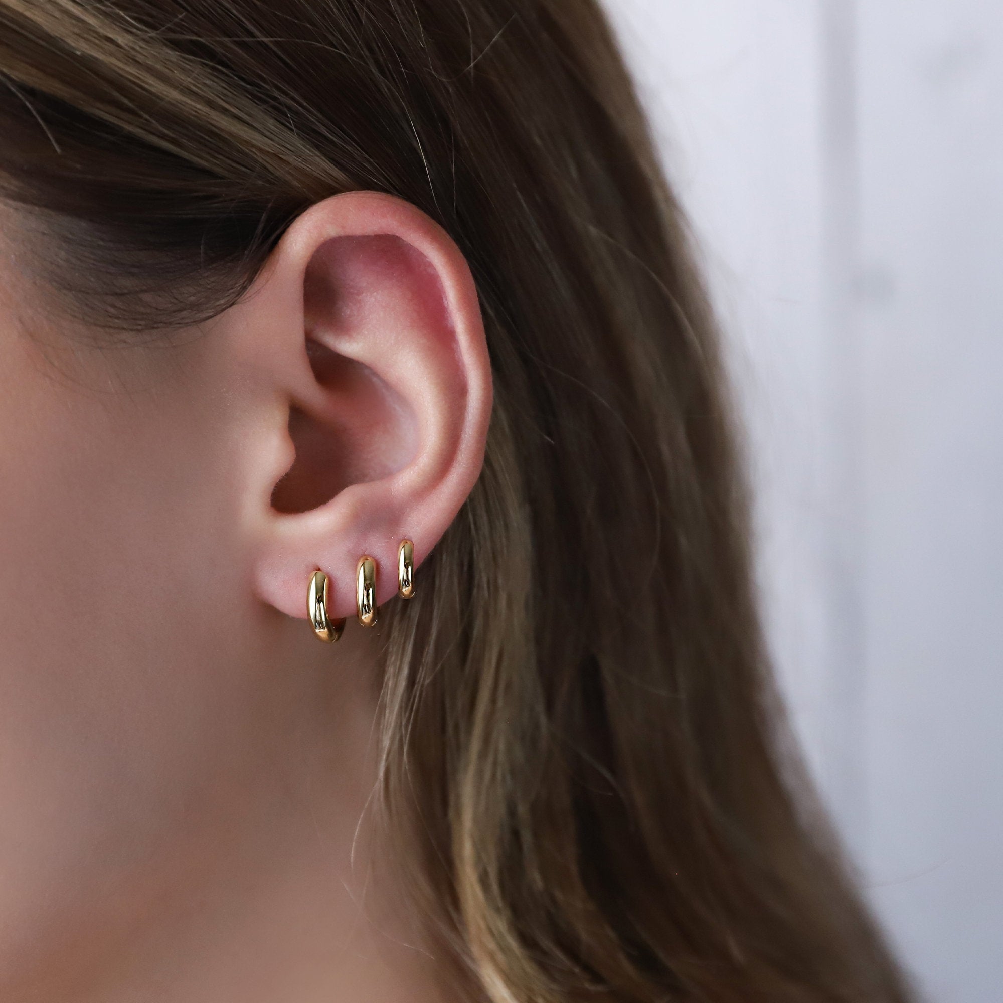 Mens Thick Gold Huggie Hoop Earrings