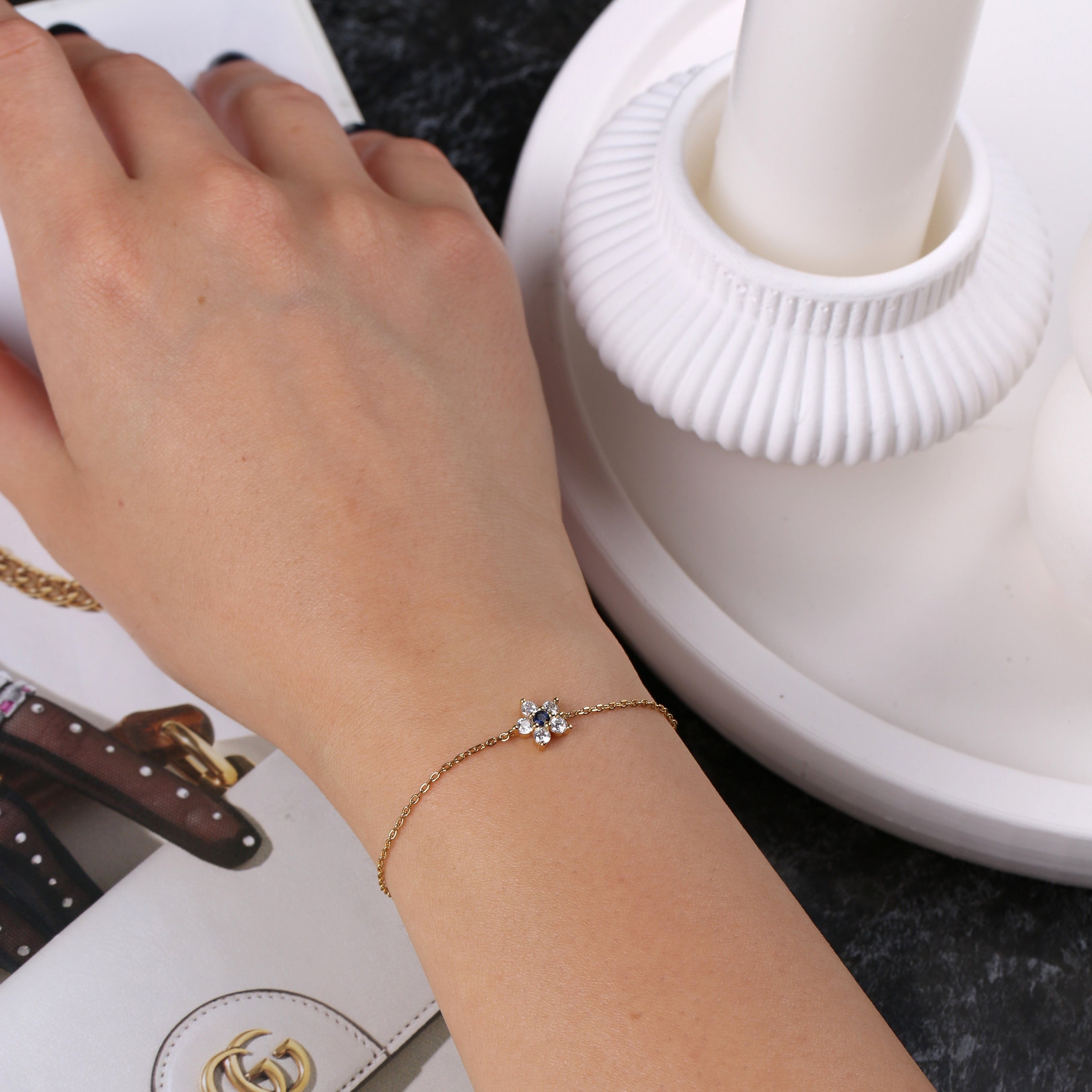 Dainty Flower Charm Bracelet