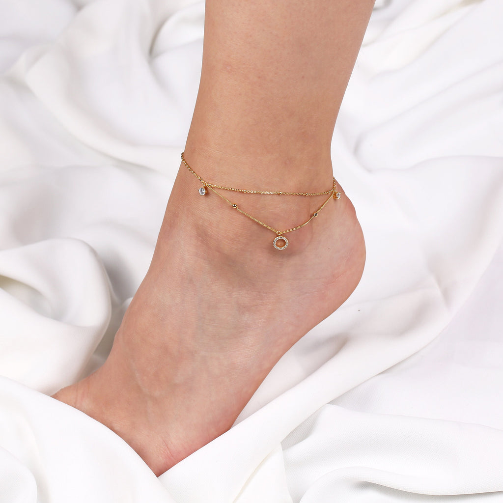Sterling Silver Layered Anklet