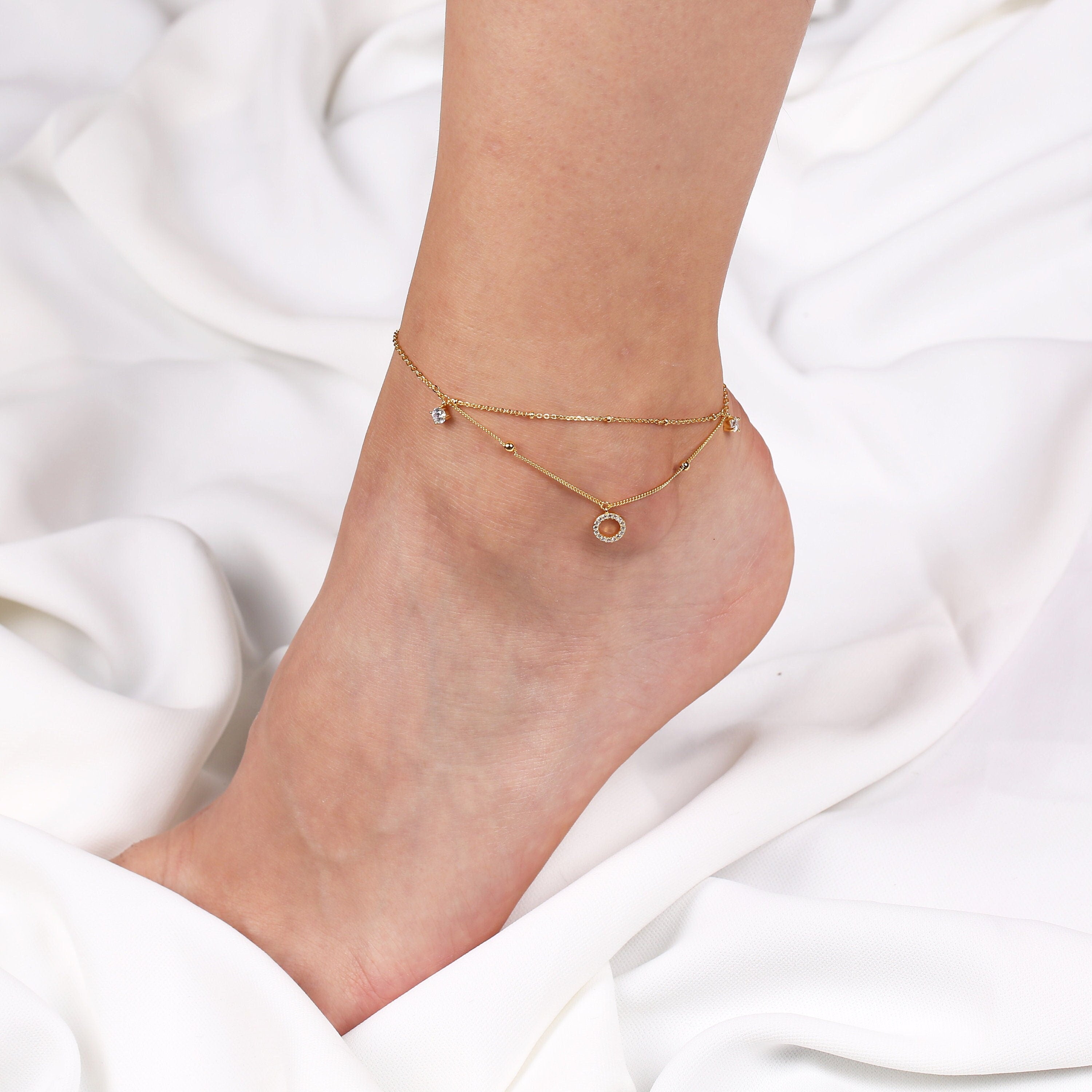 Sterling Silver Layered Anklet