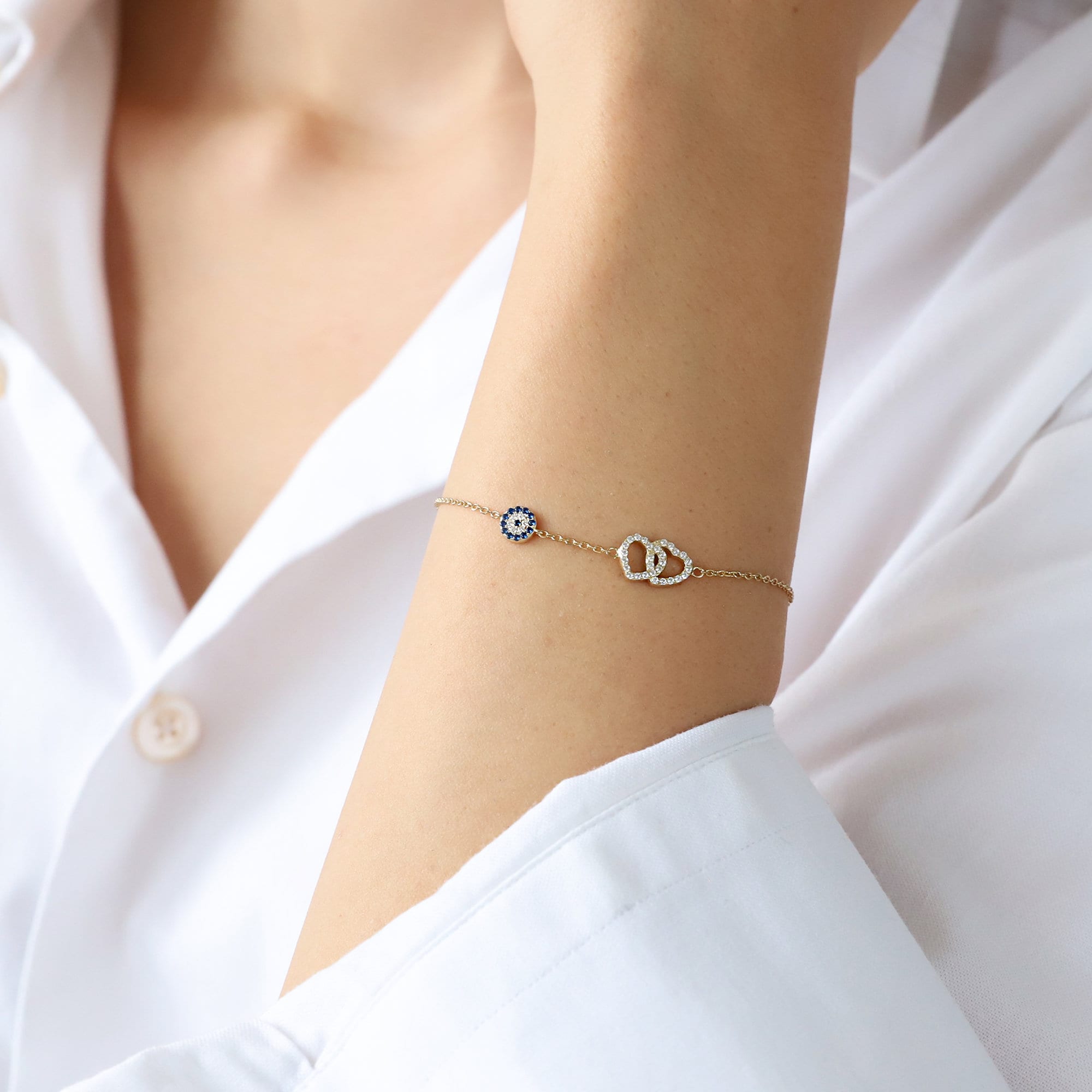 Tiny Sterling Silver Evil Eye Bracelet