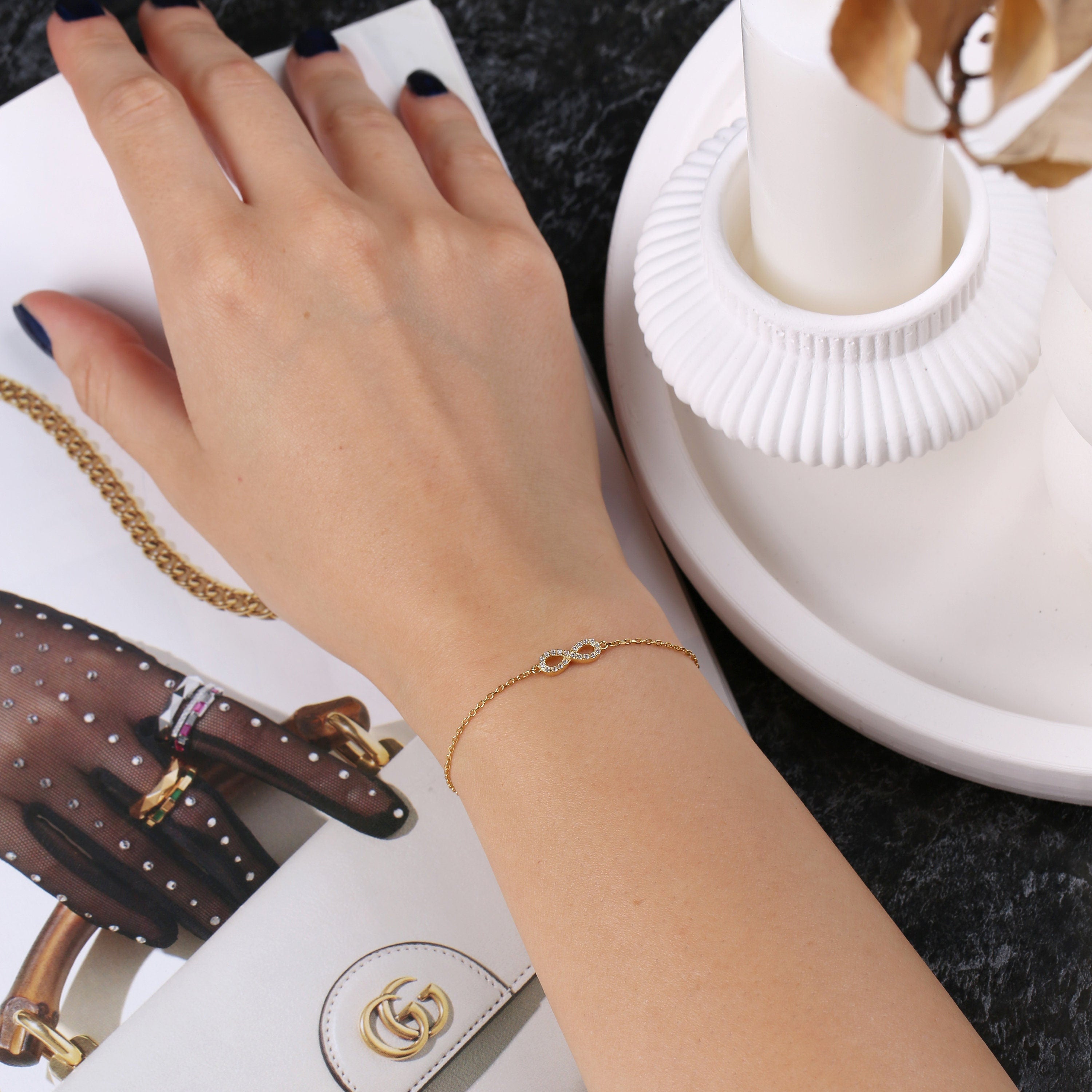 Gold Infinity Charm Bracelet