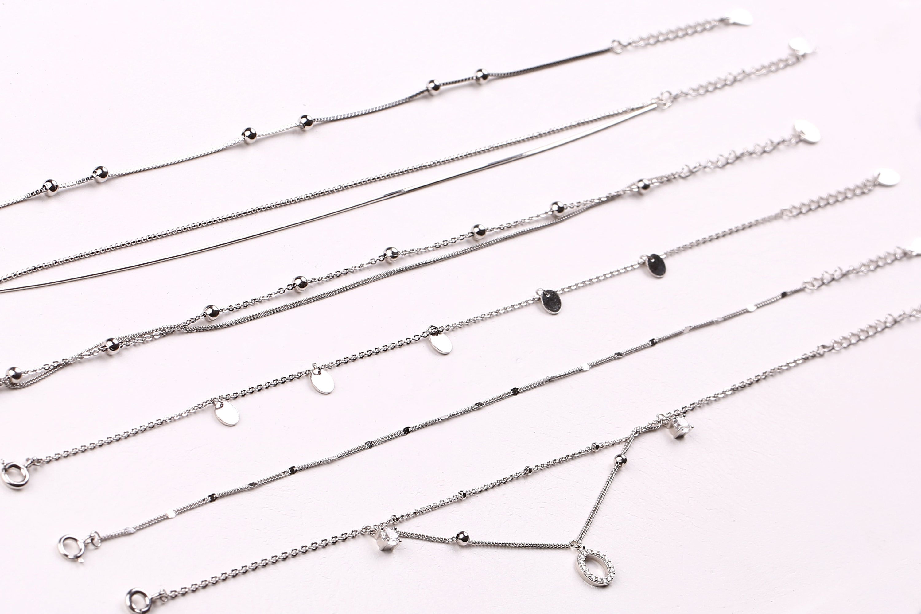 Dainty Sterling Silver Bead Anklet