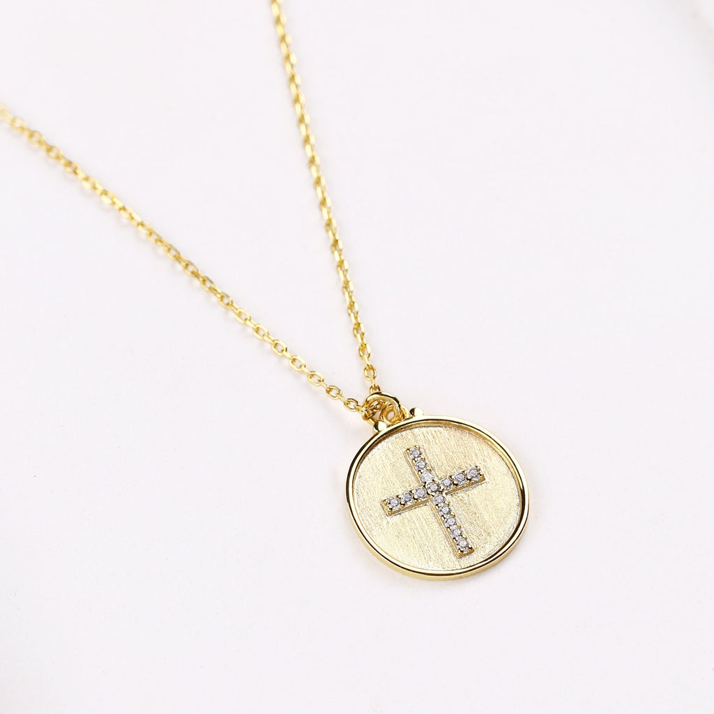 Gold Cross Medallion Necklace
