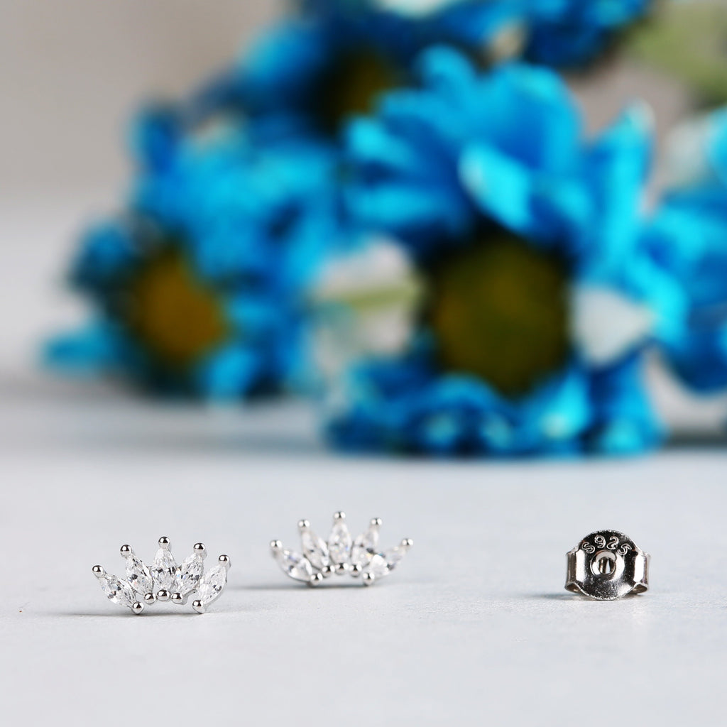 Marquise Fan Crown Stud Earrings