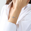 Sterling Silver Cross & Evil Eye Charm Bracelet - Dainty Gold