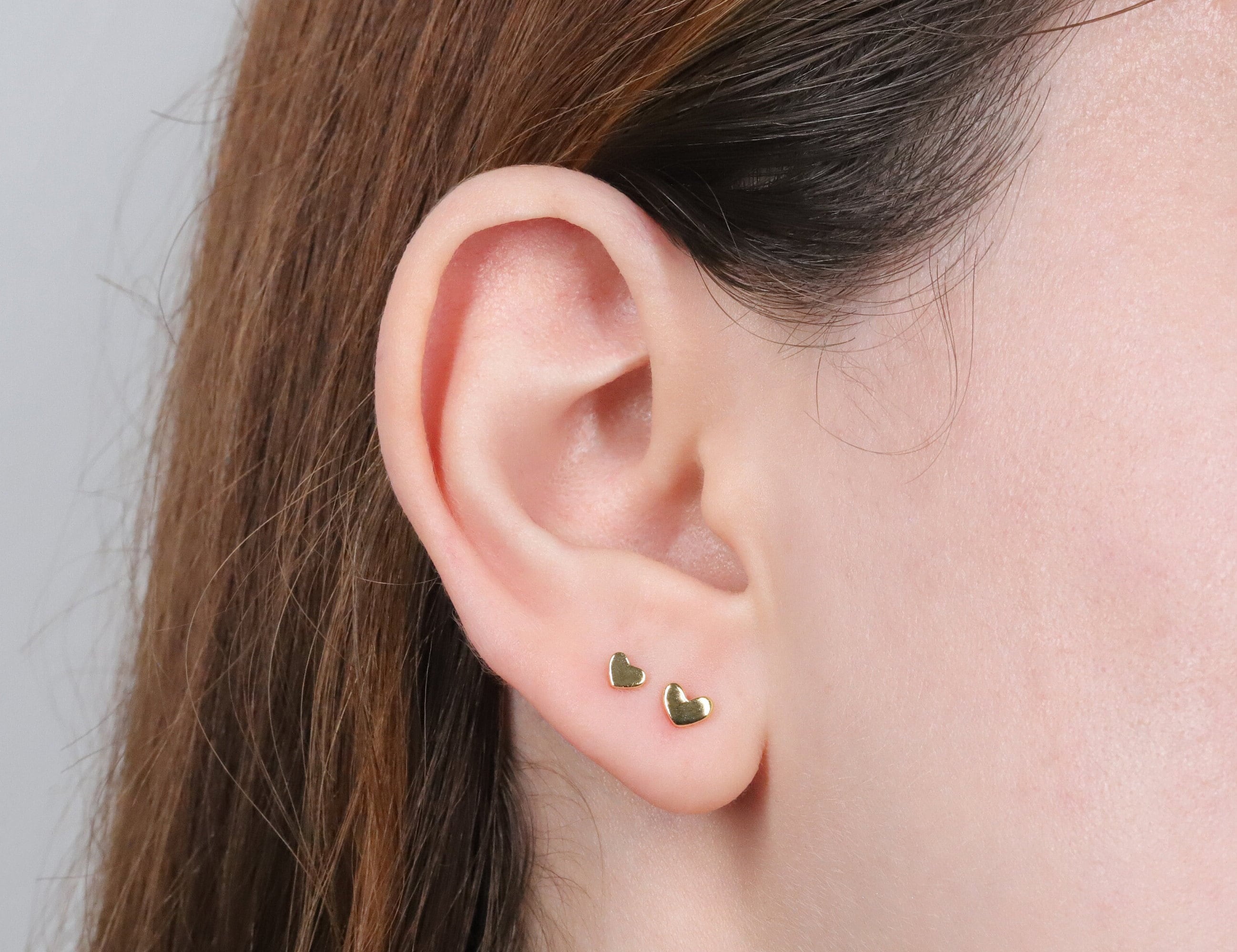 Tiny Gold Heart Stud Earrings