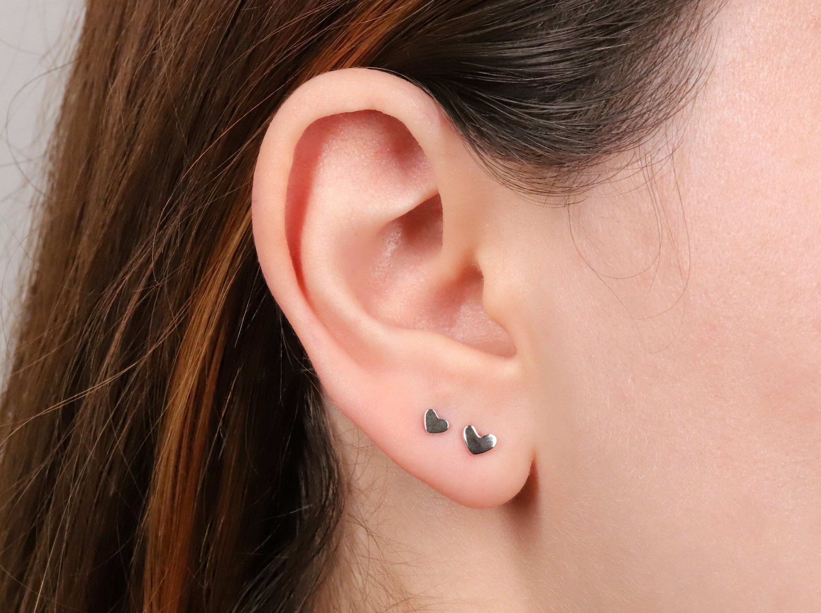 Tiny Gold Heart Stud Earrings