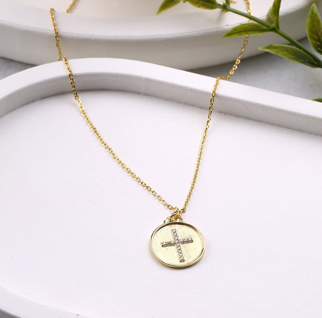 Gold Cross Medallion Necklace