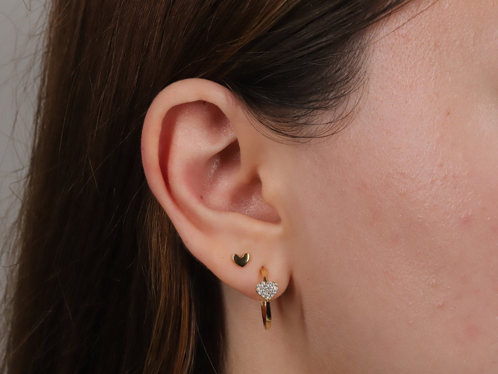 Tiny Gold Heart Stud Earrings