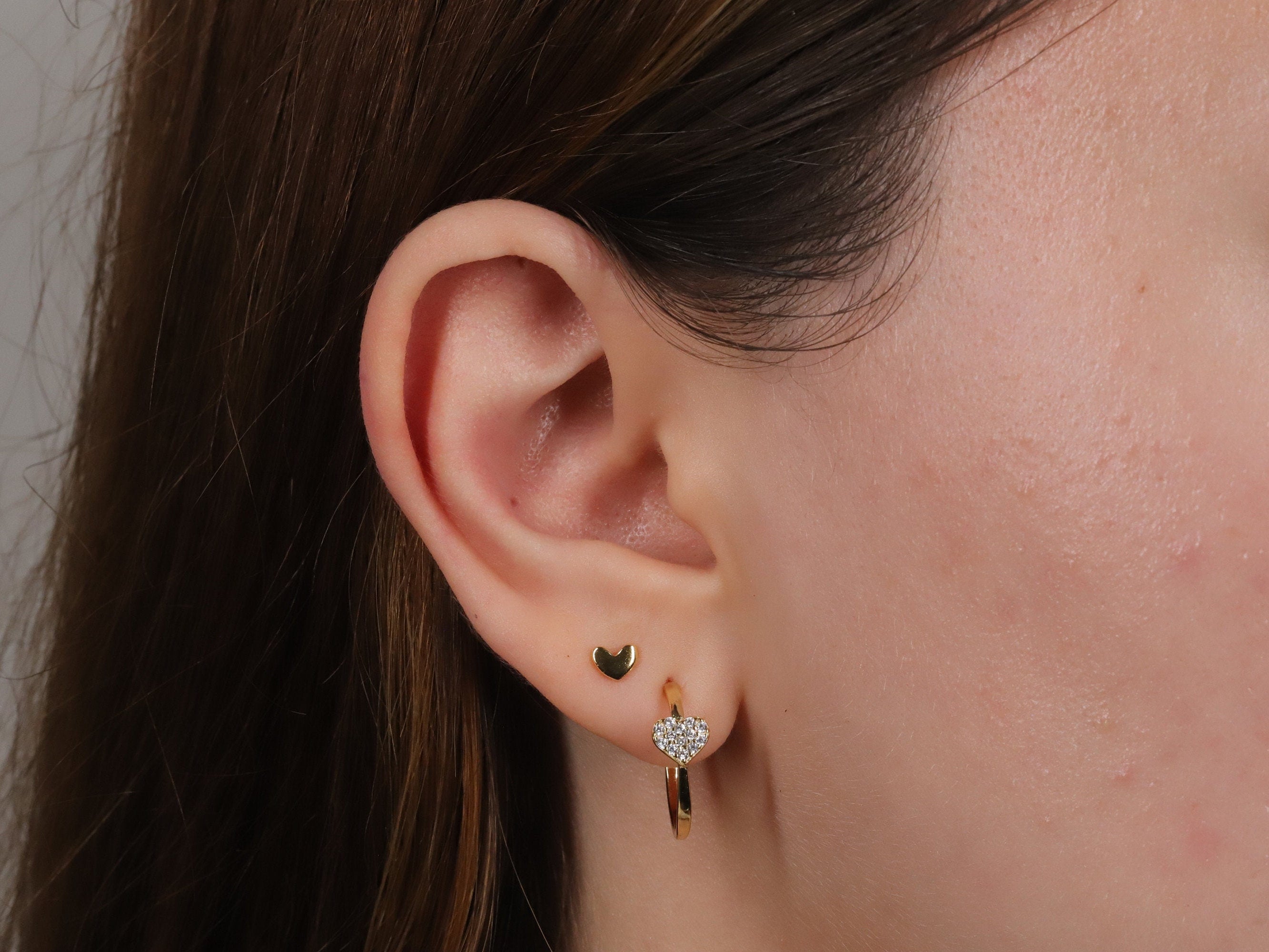 Tiny Gold Heart Stud Earrings