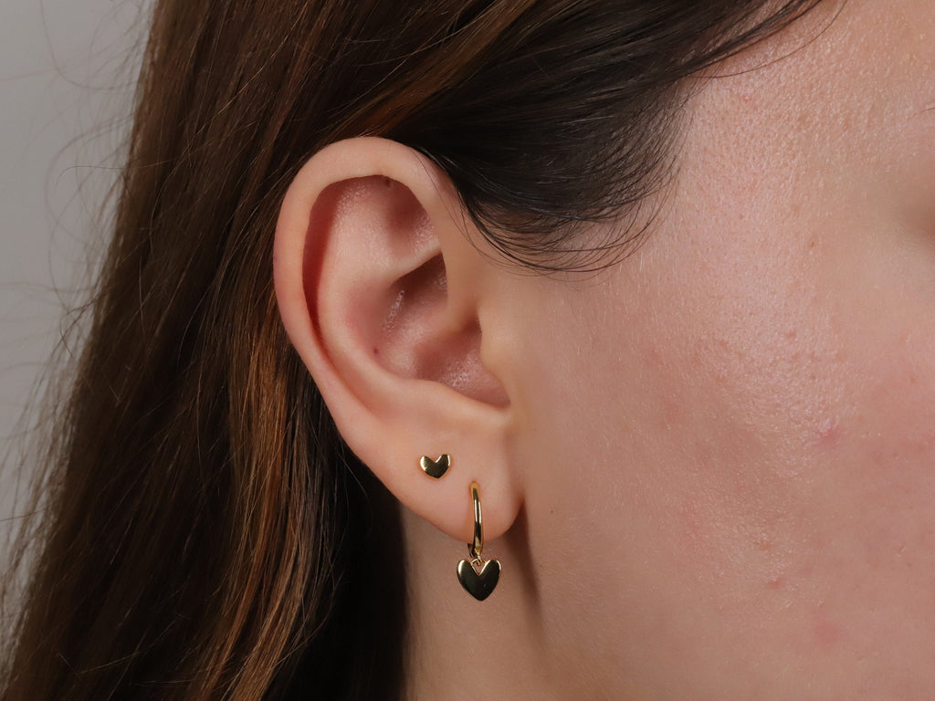 Tiny Gold Heart Stud Earrings