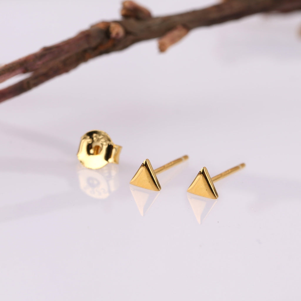 Gold Triangle Stud Earrings