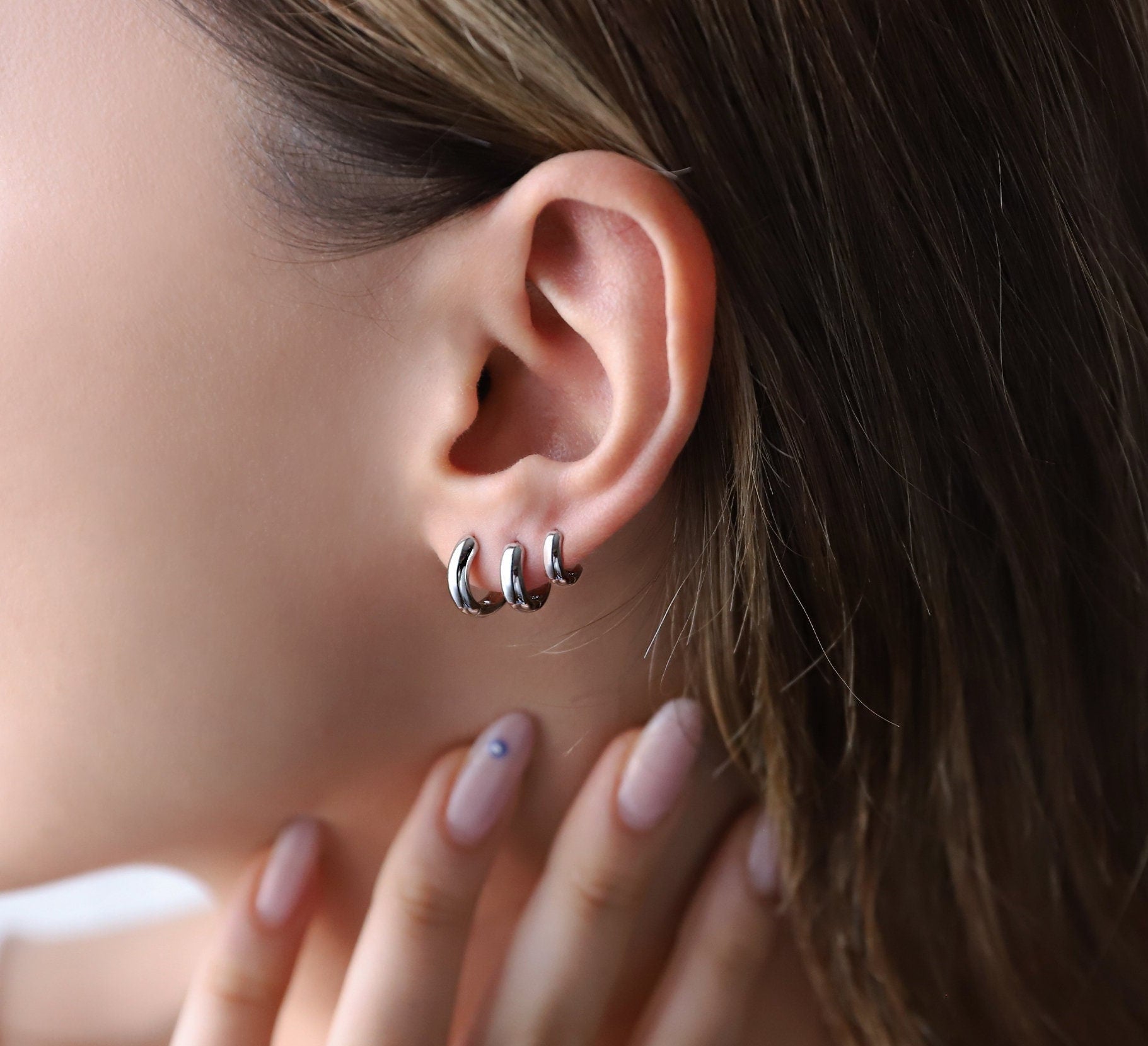 Thick Huggie Hoop Earrings