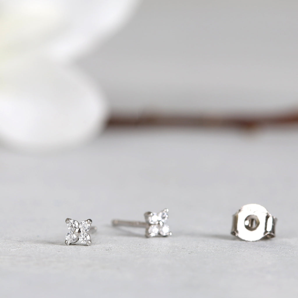 Tiny Emerald Flower Stud Earrings