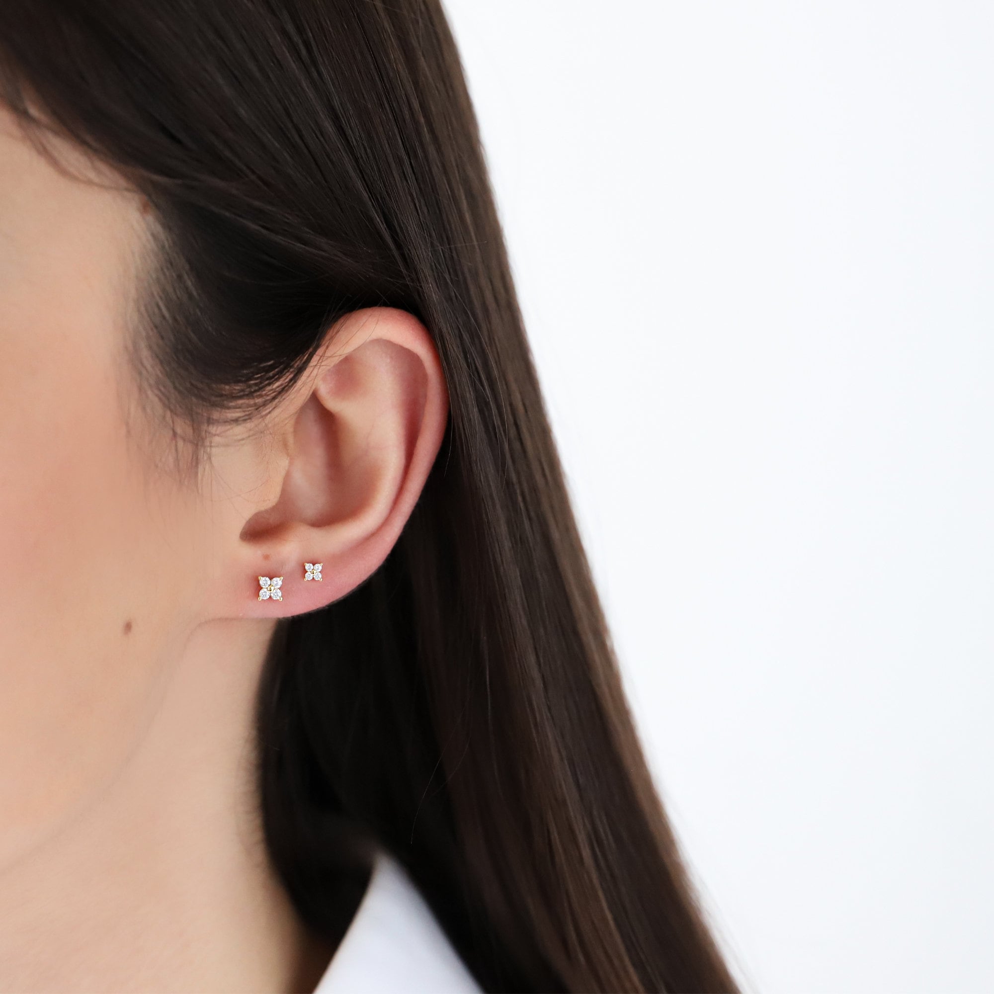 Tiny Emerald Flower Stud Earrings