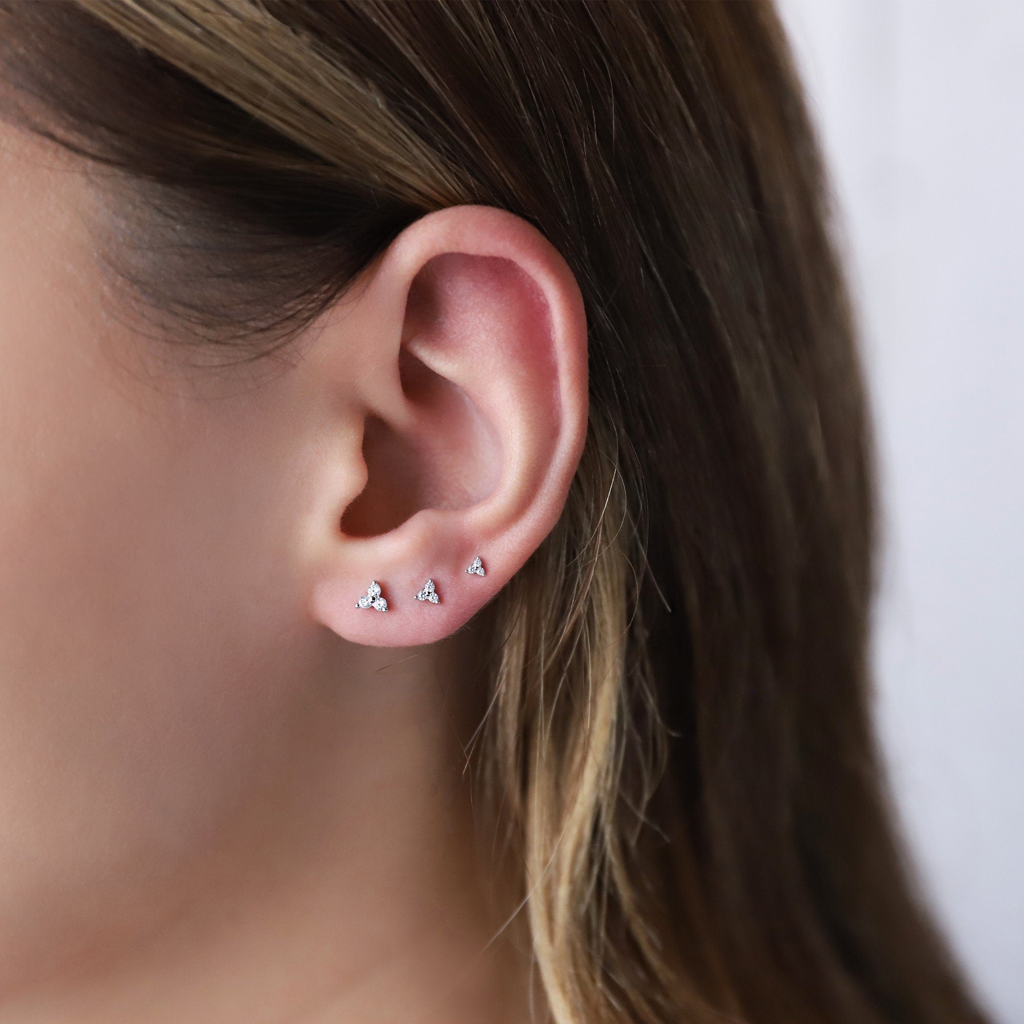 Black Stone Flower Stud Earrings for Women