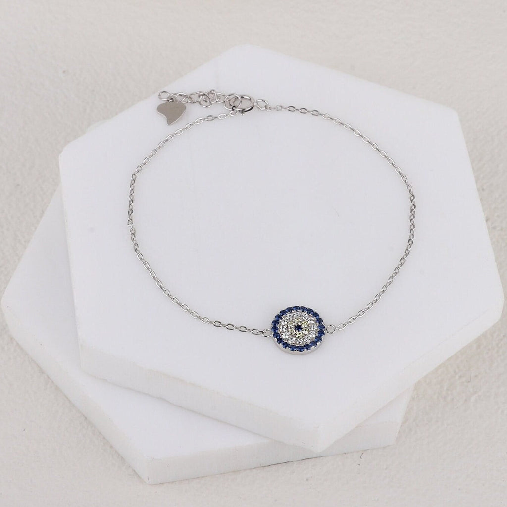 Tiny Sterling Silver Evil Eye Bracelet