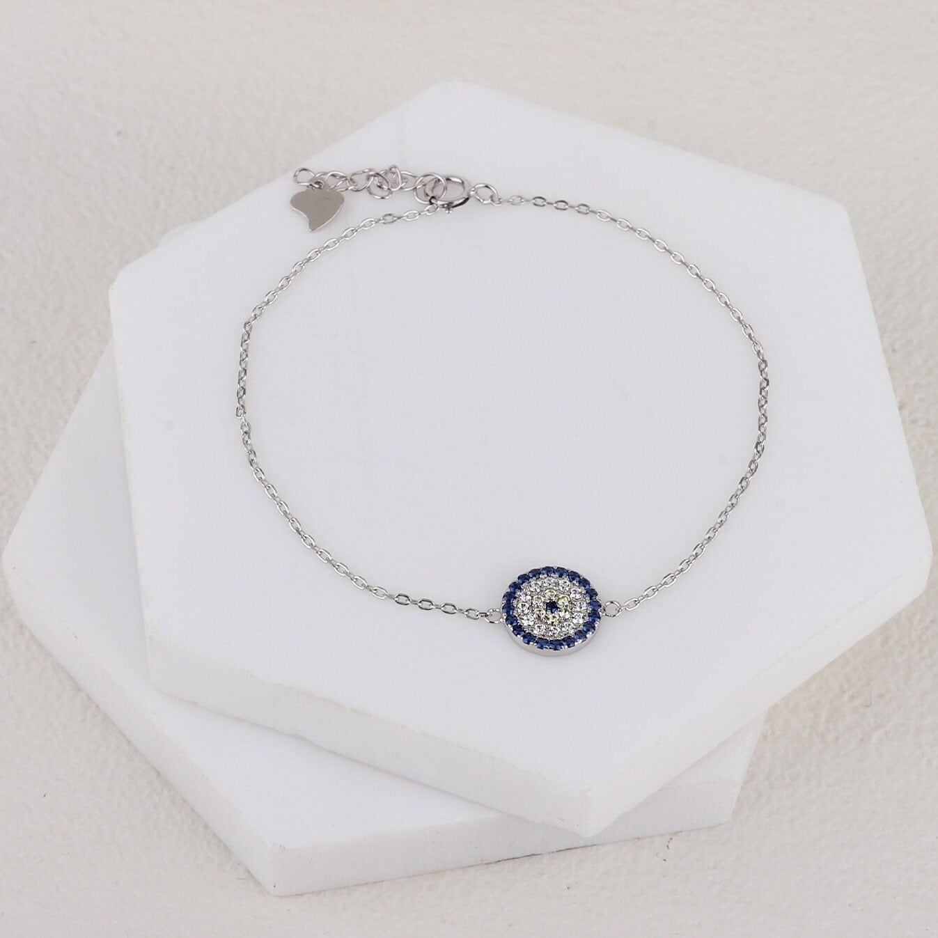 Tiny Sterling Silver Evil Eye Bracelet