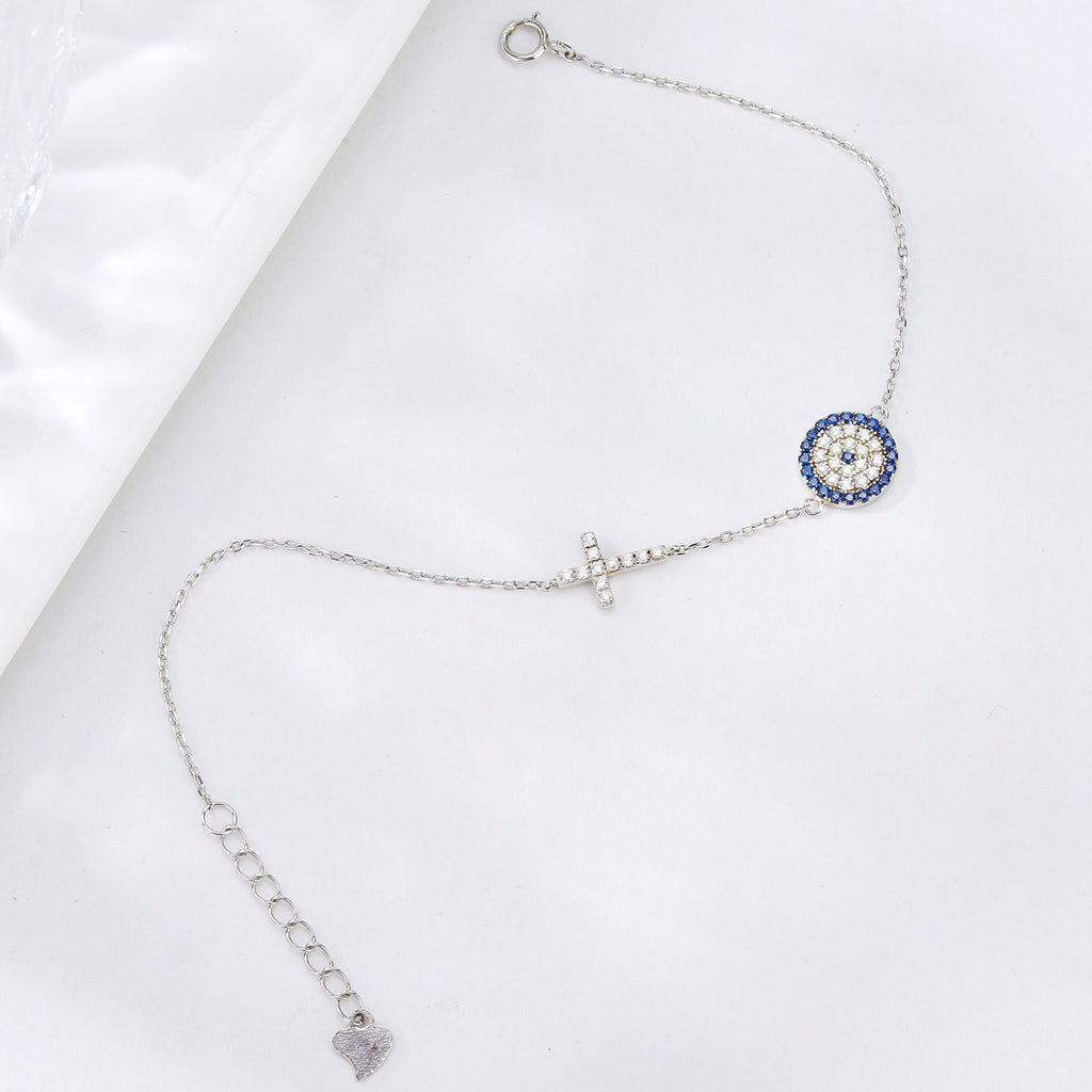 Tiny Sterling Silver Evil Eye Bracelet