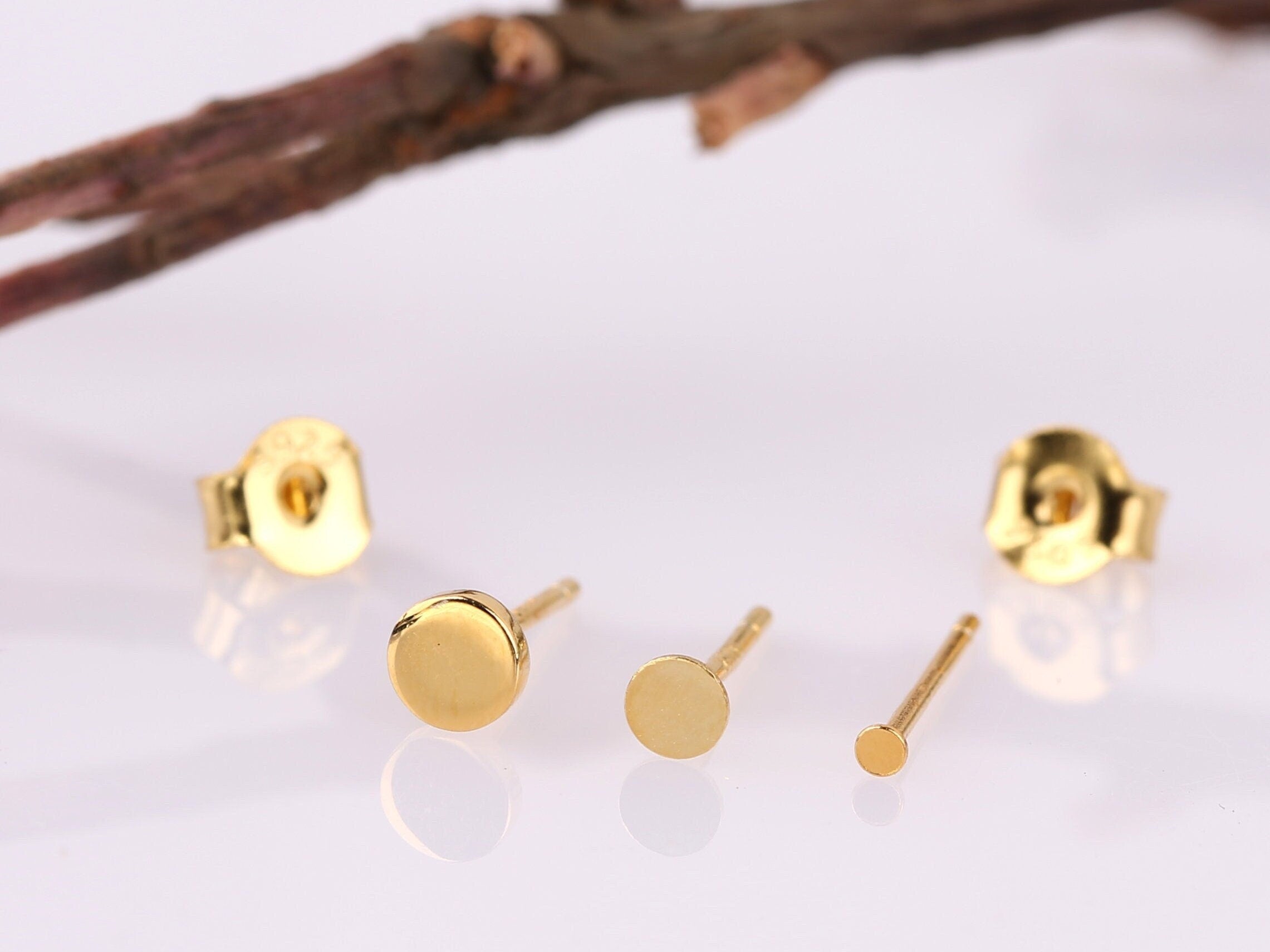 Sterling Silver Flat Disc Stud Earrings