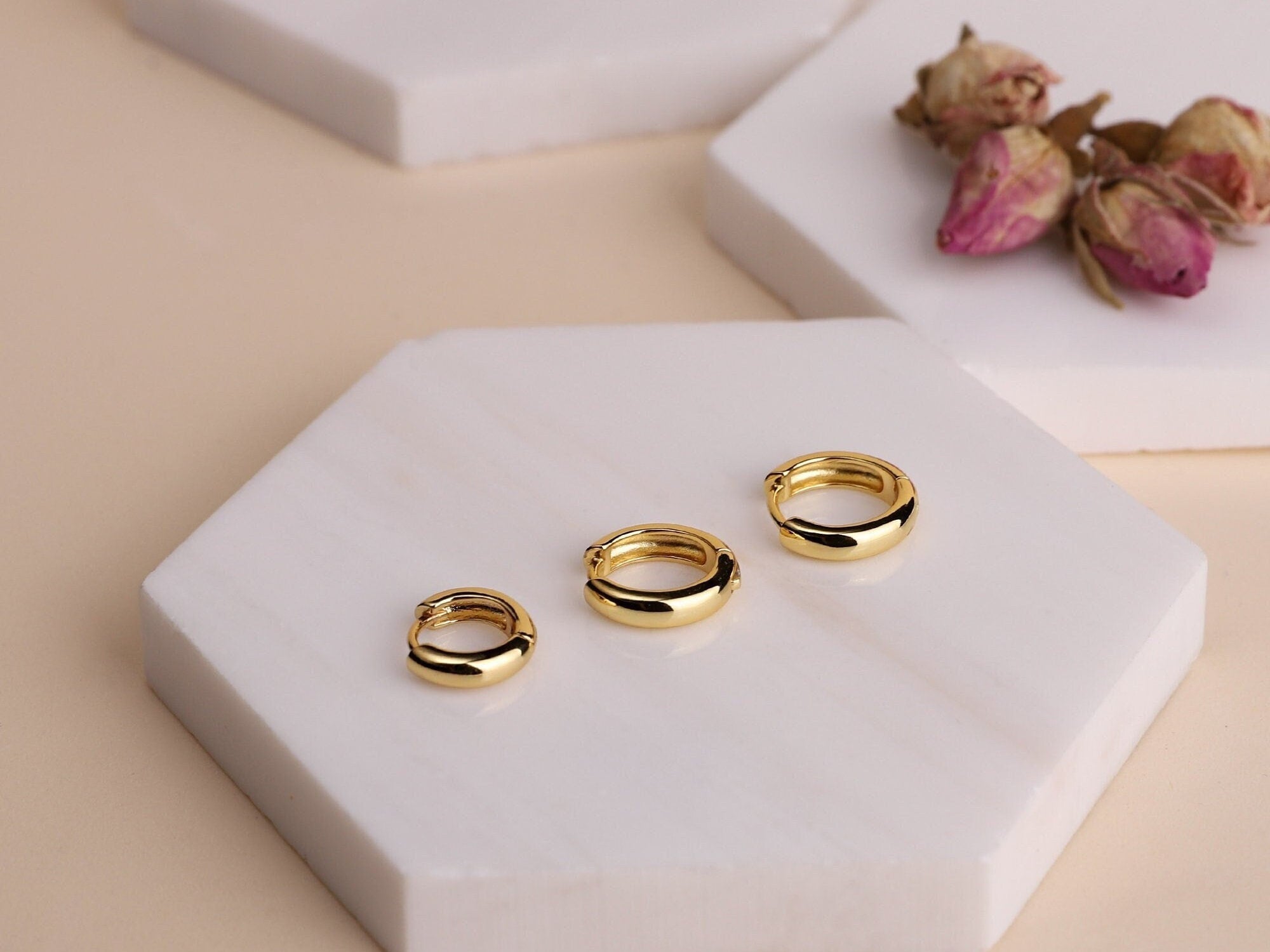 Mens Sterling Silver Huggie Hoop Earrings