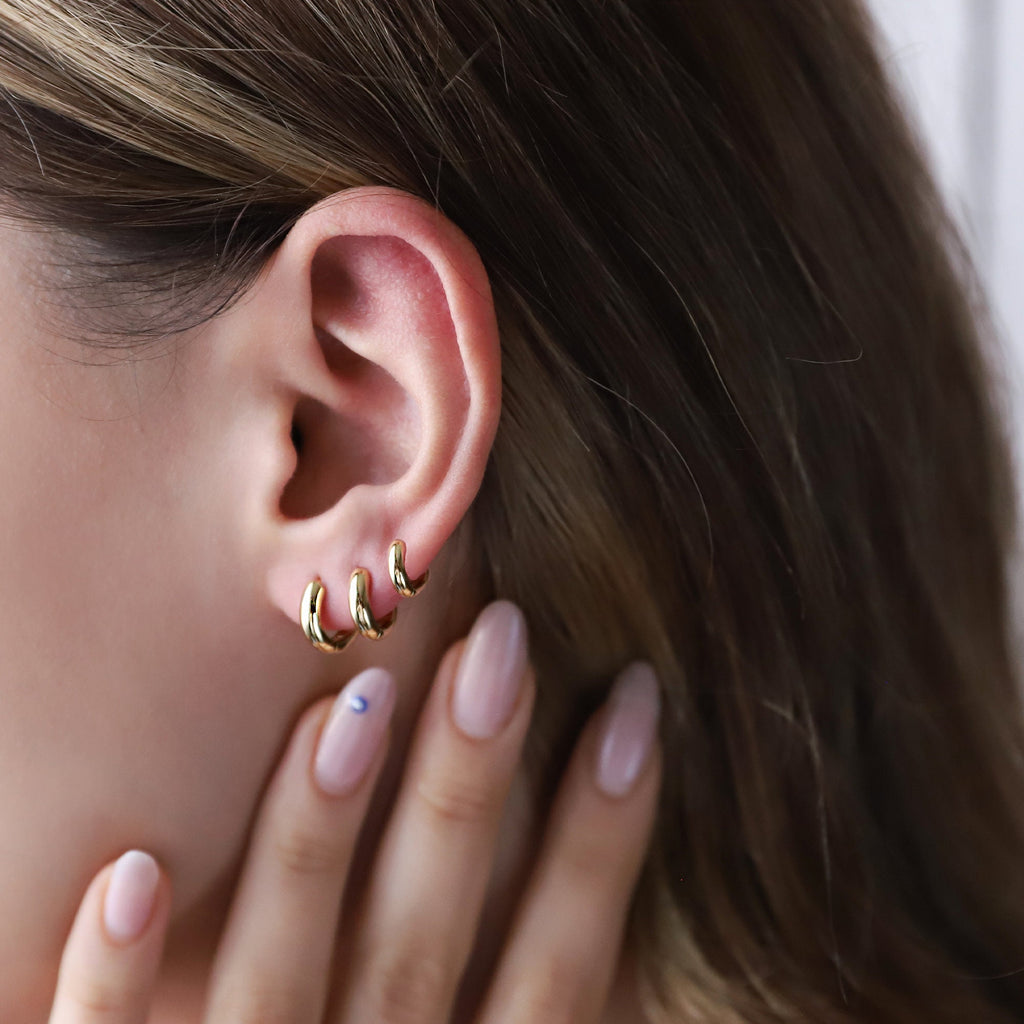 Mens Sterling Silver Huggie Hoop Earrings