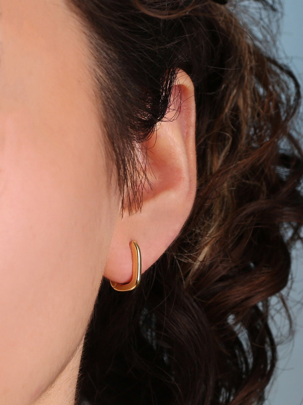 Dainty Gold Link Huggie Hoop Earrings Set