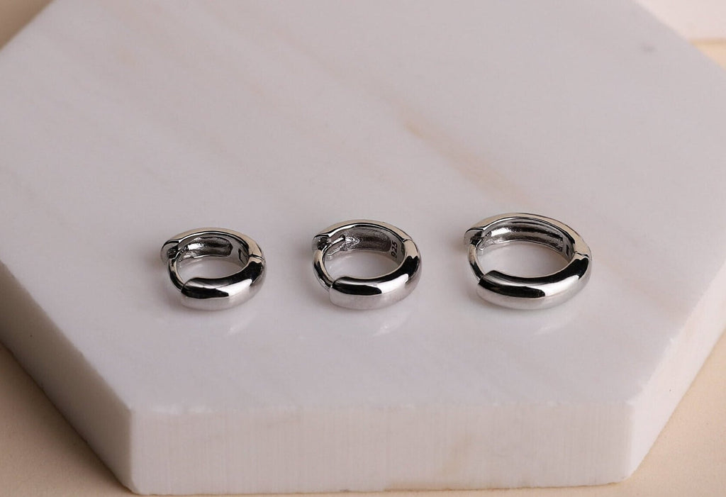 Mens Sterling Silver Huggie Hoop Earrings