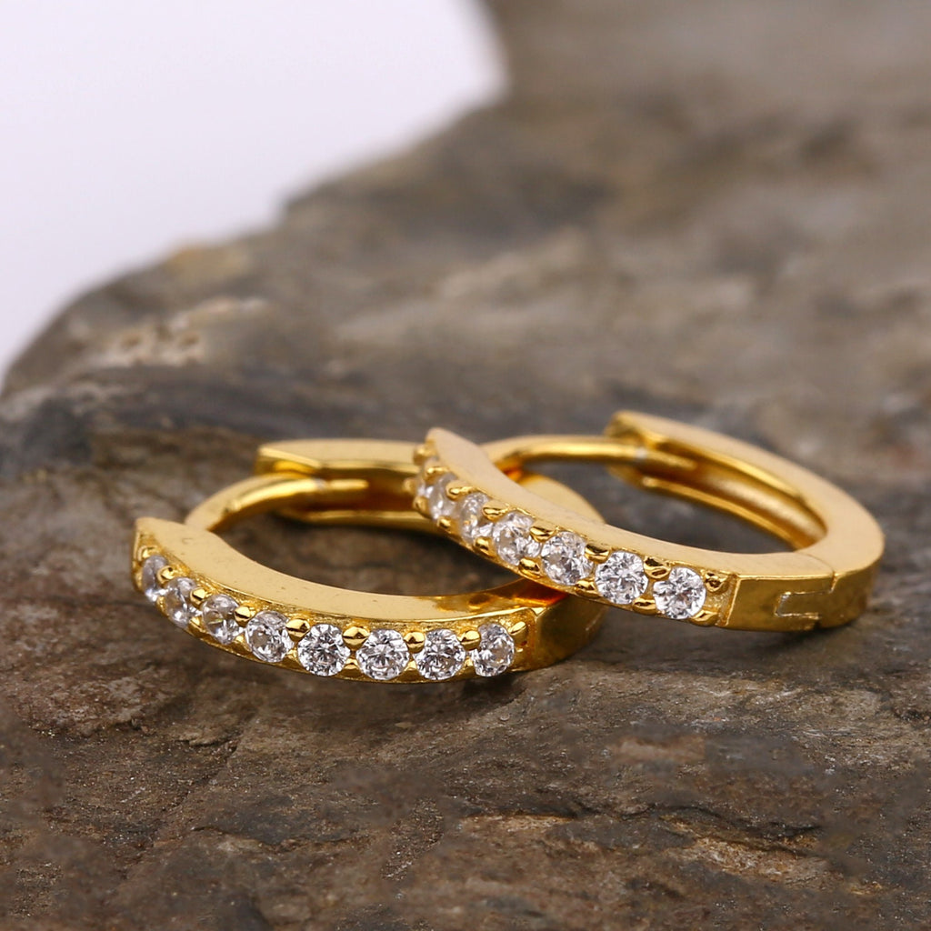 Gold Huggie Hoop Earrings Set