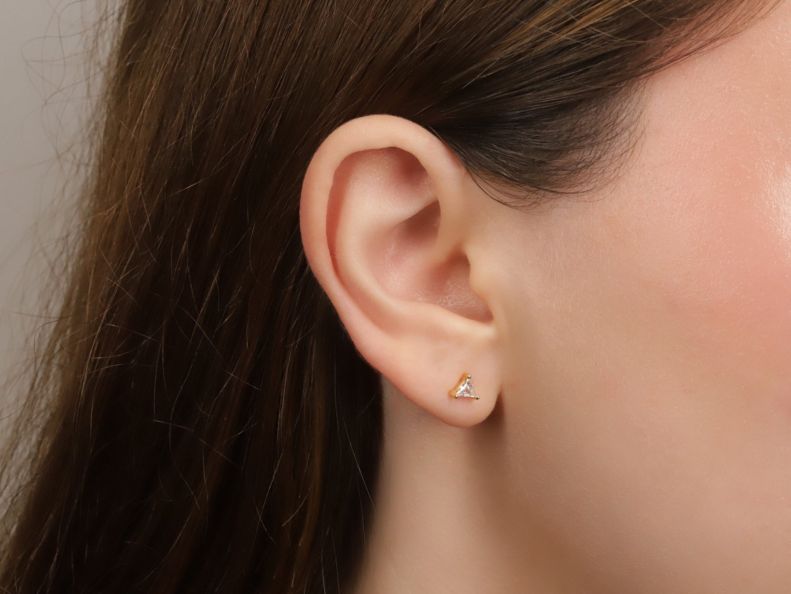 Triangle Shape Black Diamond Stud Earrings
