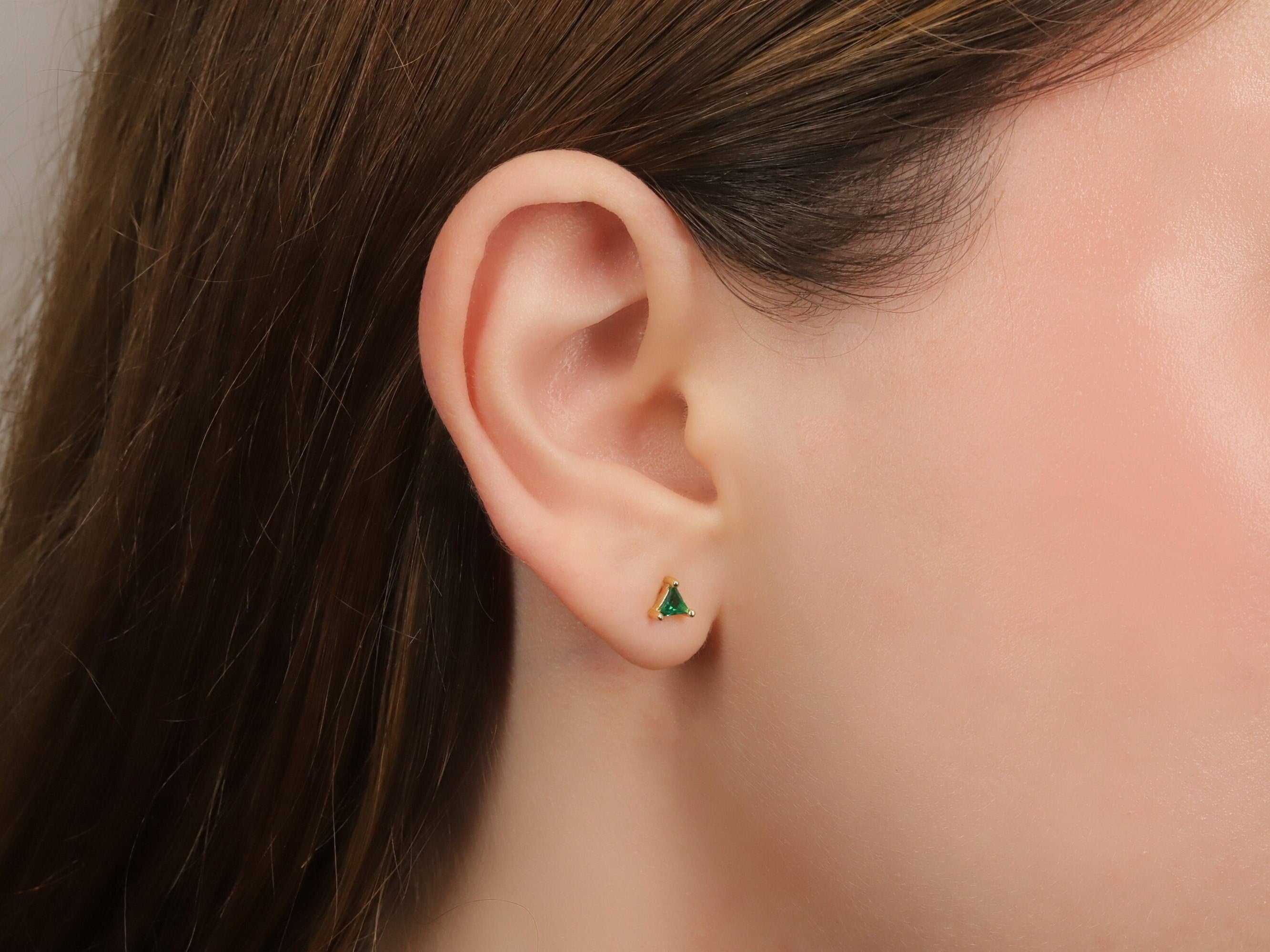 Triangle Shape Black Diamond Stud Earrings