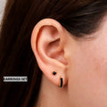 Gold Black Onyx Huggie Hoop & Stud Earrings Set