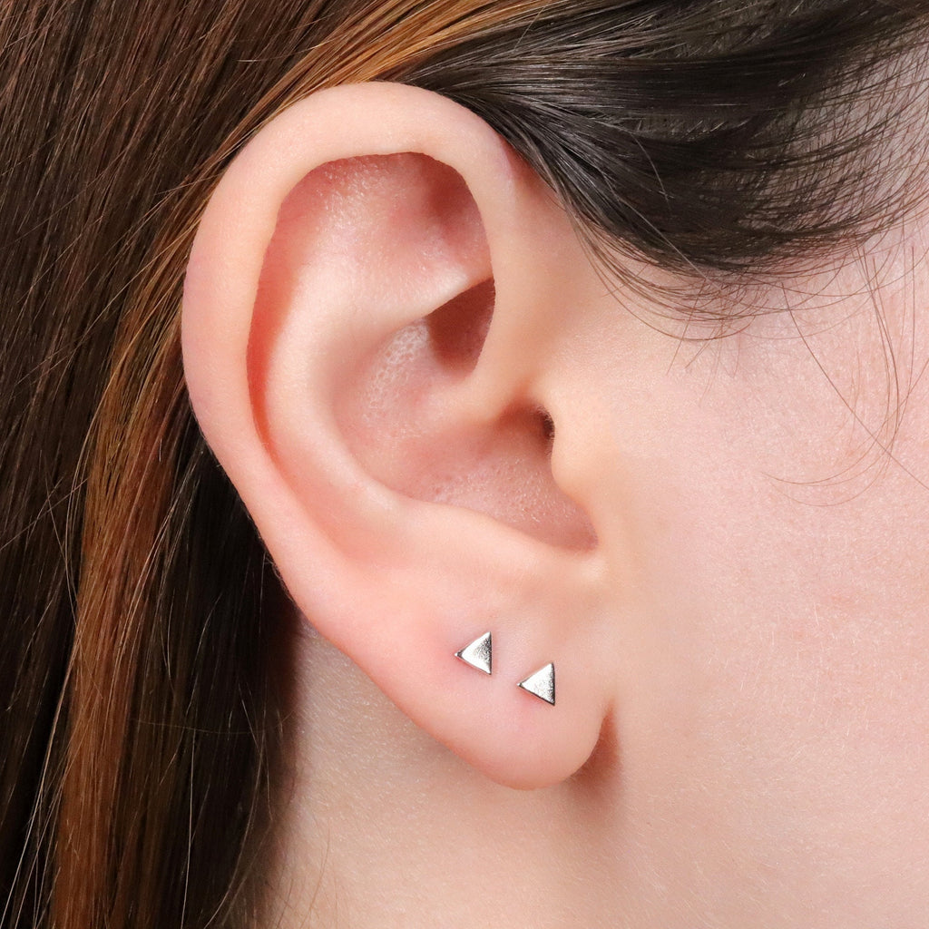 Gold Triangle Stud Earrings