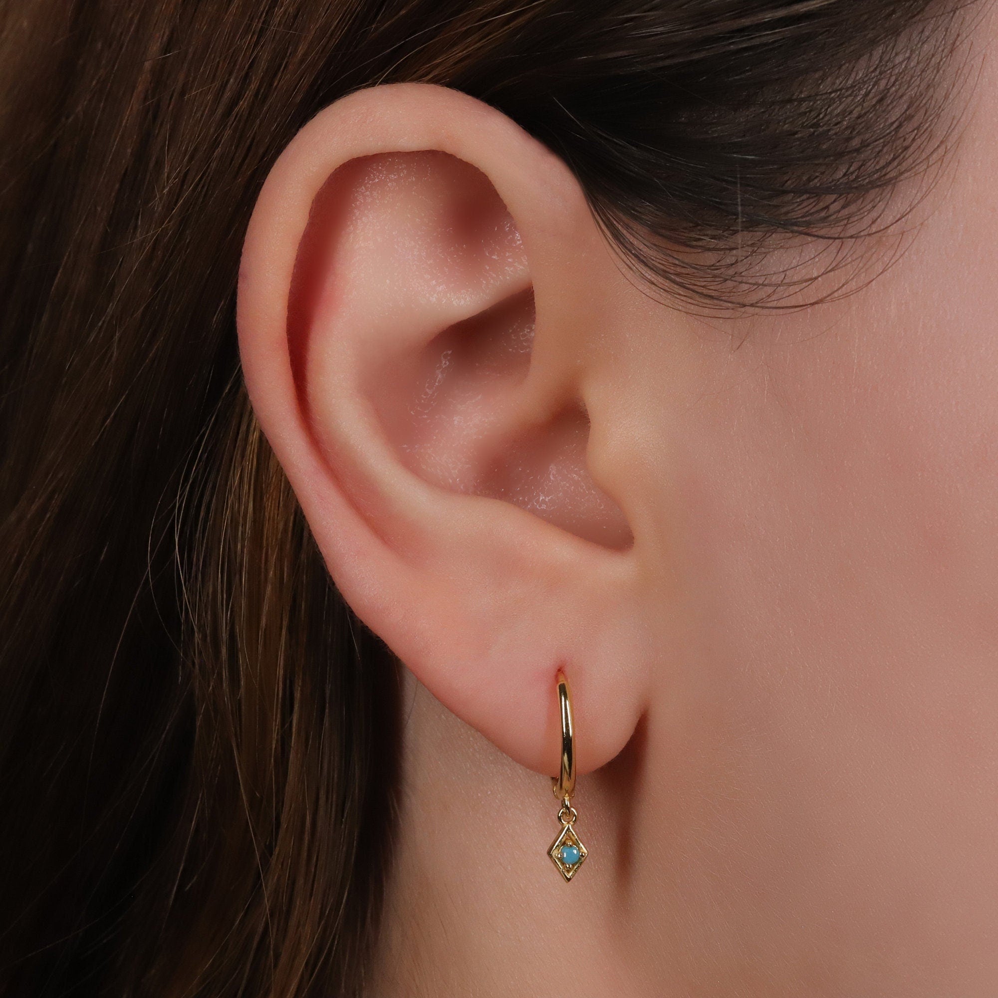 Turquoise Charm Hoop Earrings