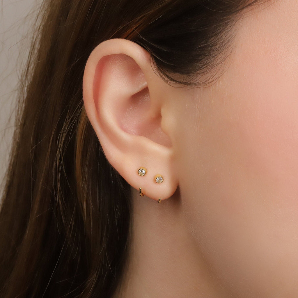 Gold Bezel Open Hoops Earrings