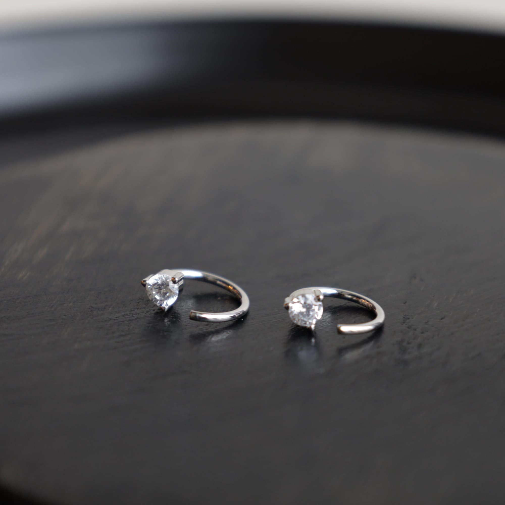 Gold Backless Diamond Open Hoop Earrings