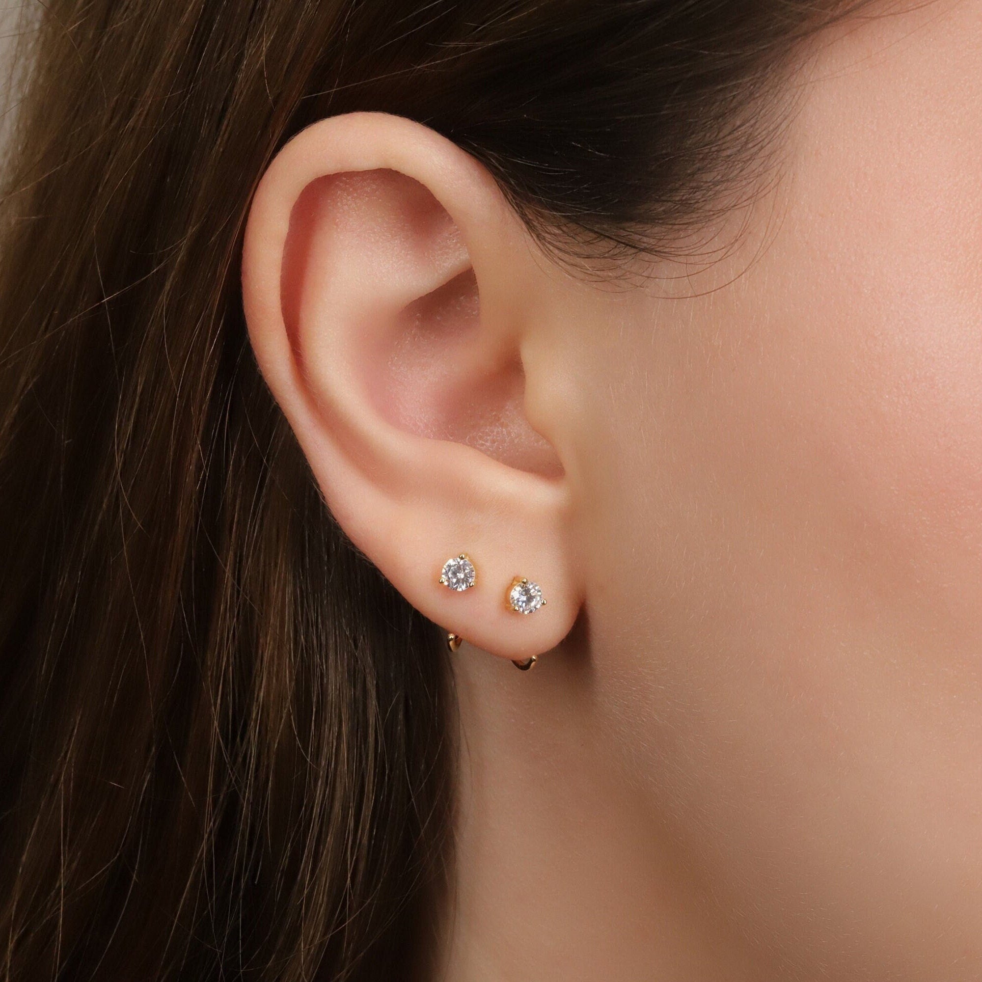 Diamond Open Hoop Earrings