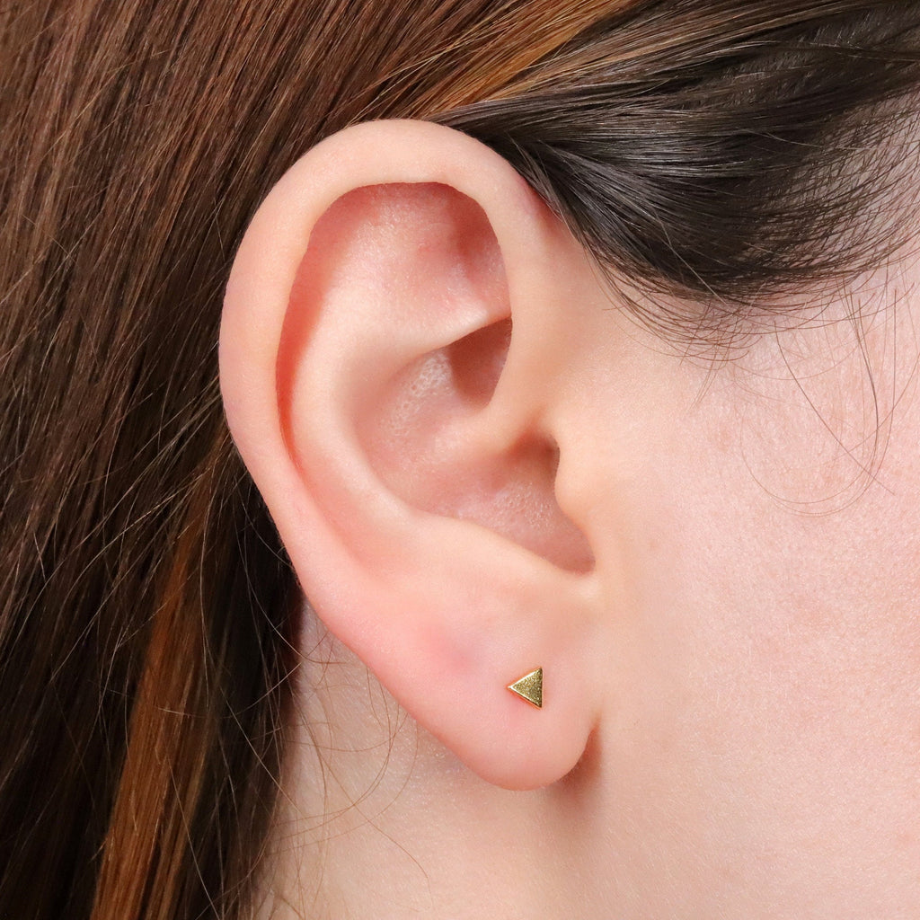 Gold Triangle Stud Earrings