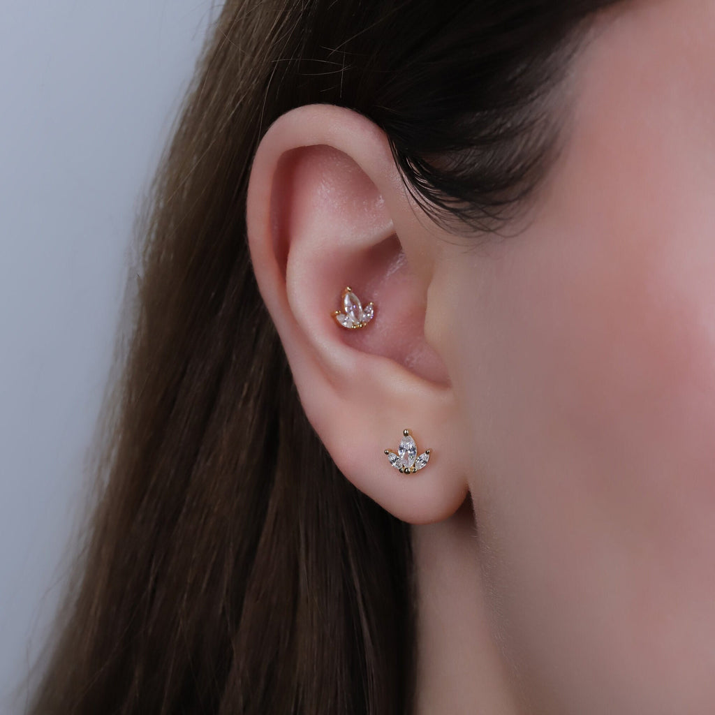 Marquise Fan Cluster Stud Earrings