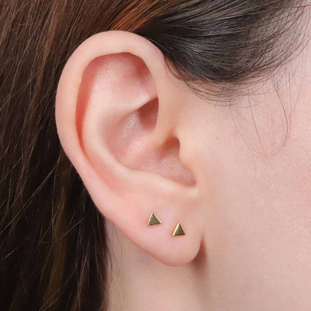 Gold Triangle Stud Earrings