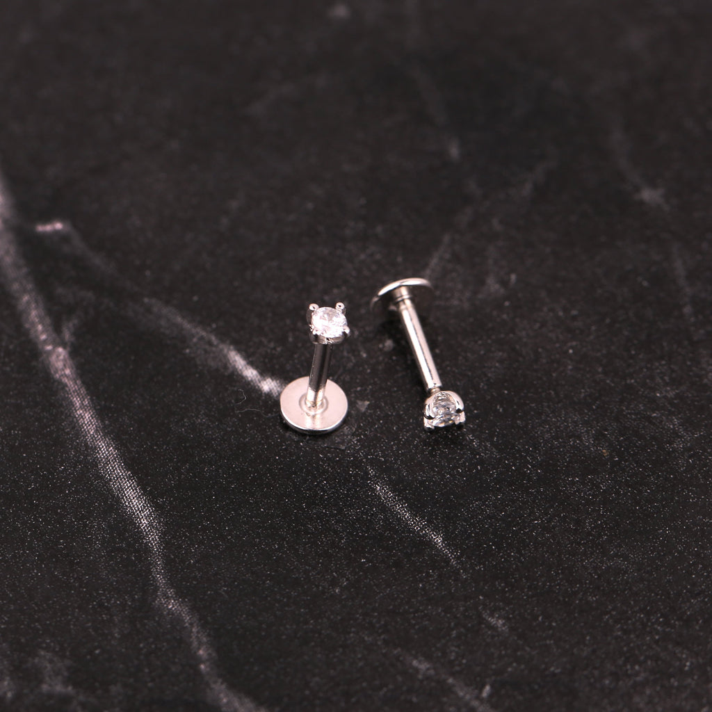 18G Tiny Diamond Threadless Push Pin Labret Stud